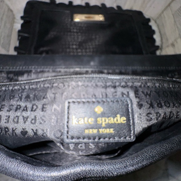 KATE SPADE EUC DANBURY STREET ADELINA BLACK PLEATED FLAP CROSSBODY - Picture 7 of 13